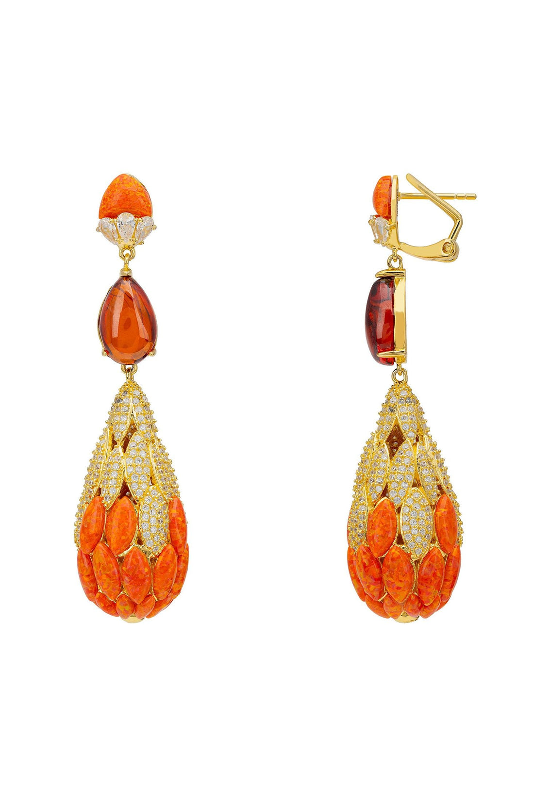 Carmen Fire Opal Drop Earrings Gold-1