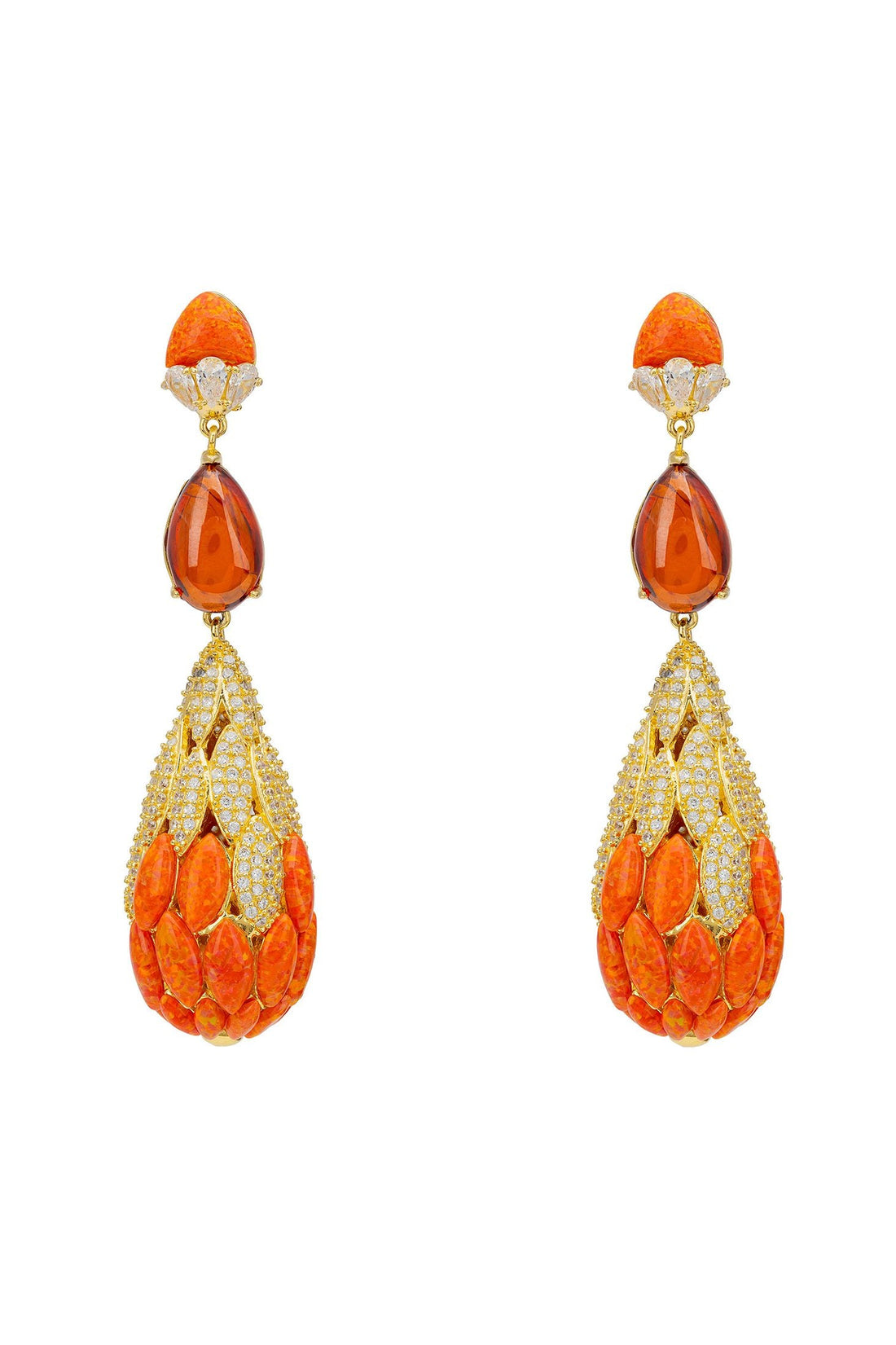 Carmen Fire Opal Drop Earrings Gold-0