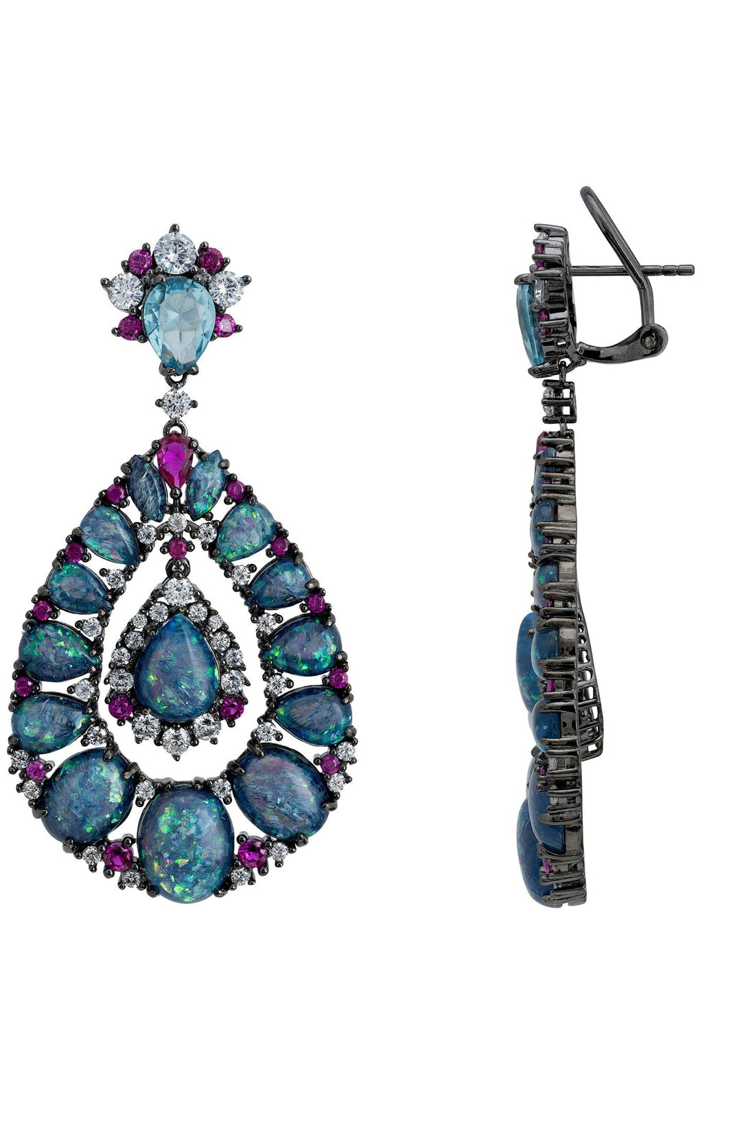Paloma Green Opal Drop Earrings Oxidised-2