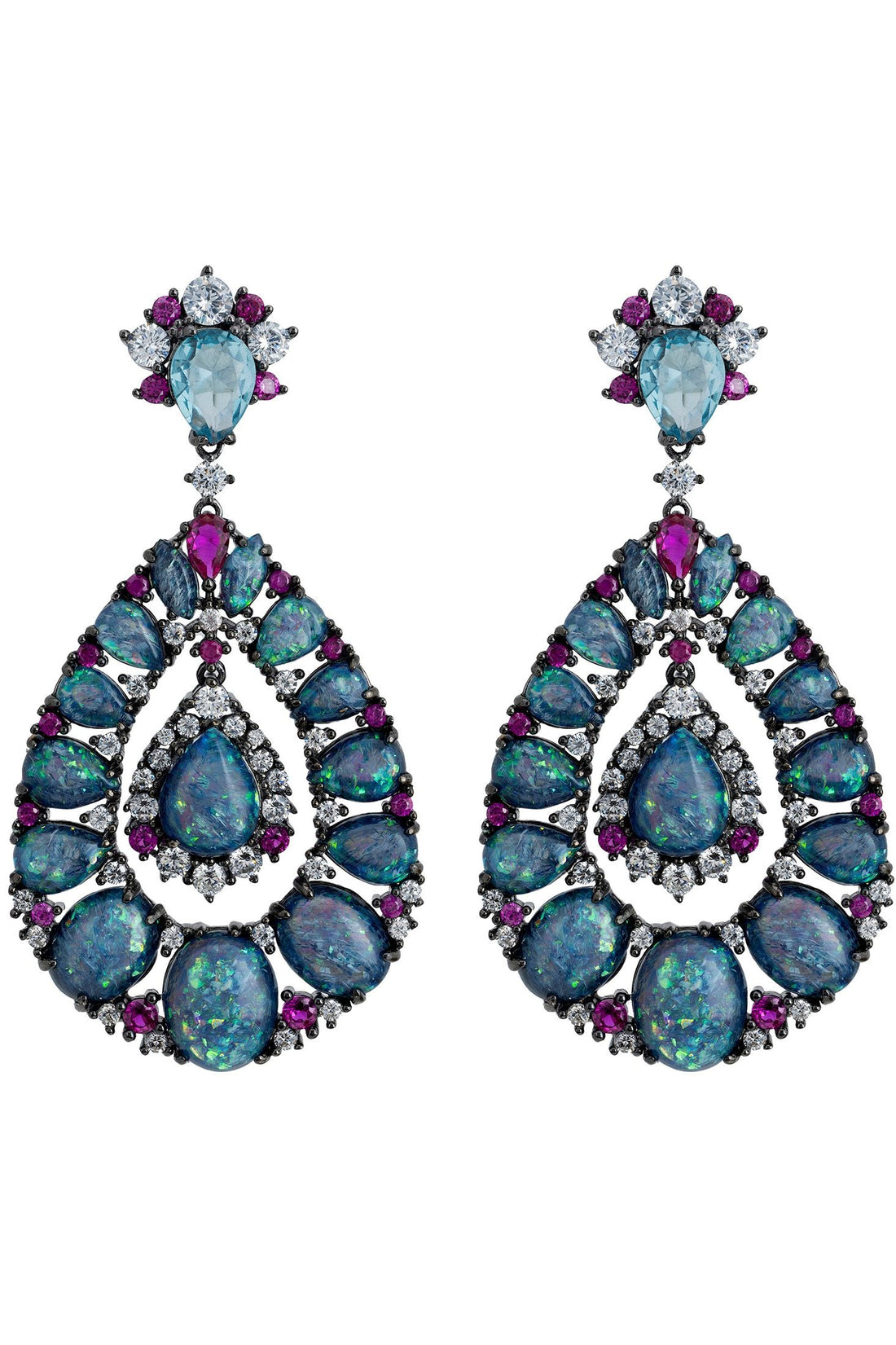 Paloma Green Opal Drop Earrings Oxidised-0