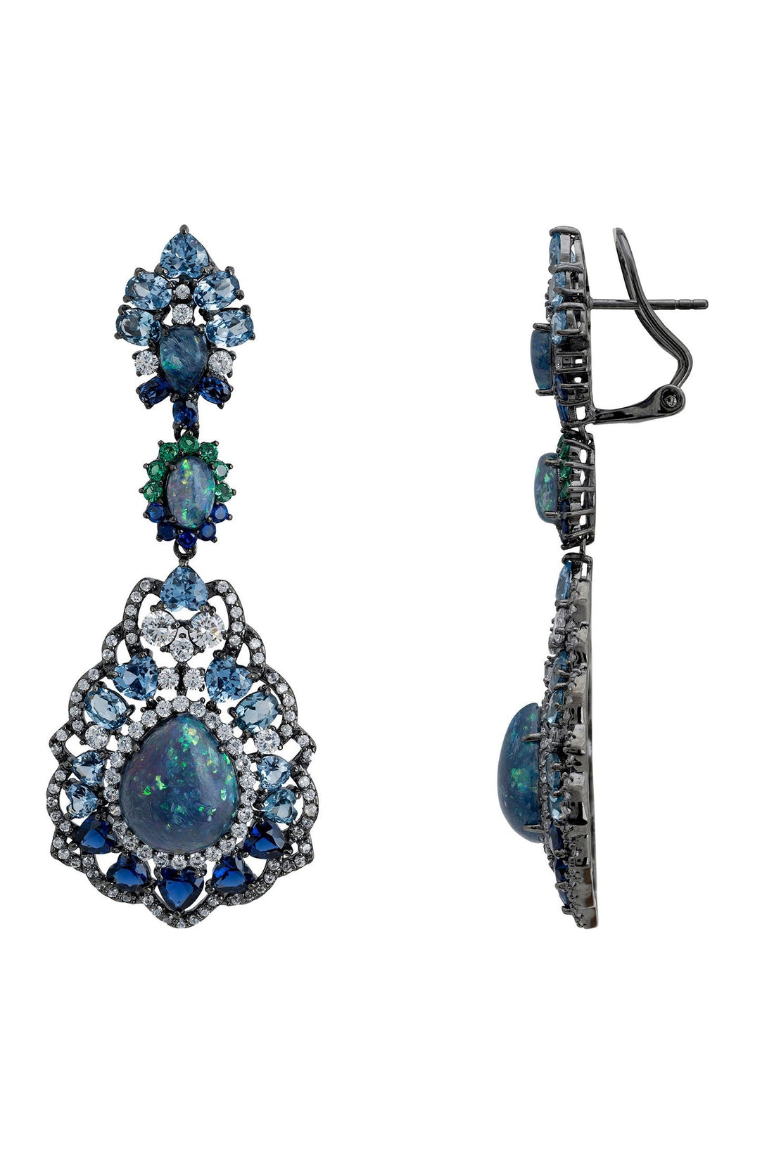 Mariana Green Opal Drop Earrings Oxidised-2