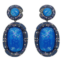 Fiorella Blue Opal Drop Earrings Silver Oxidised-0