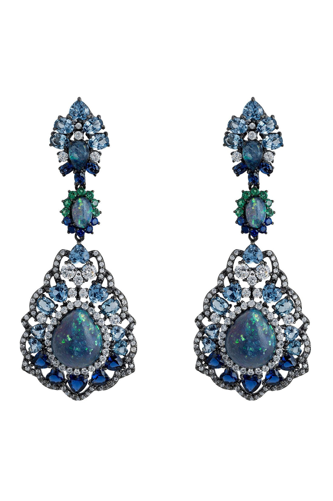 Mariana Green Opal Drop Earrings Oxidised-0
