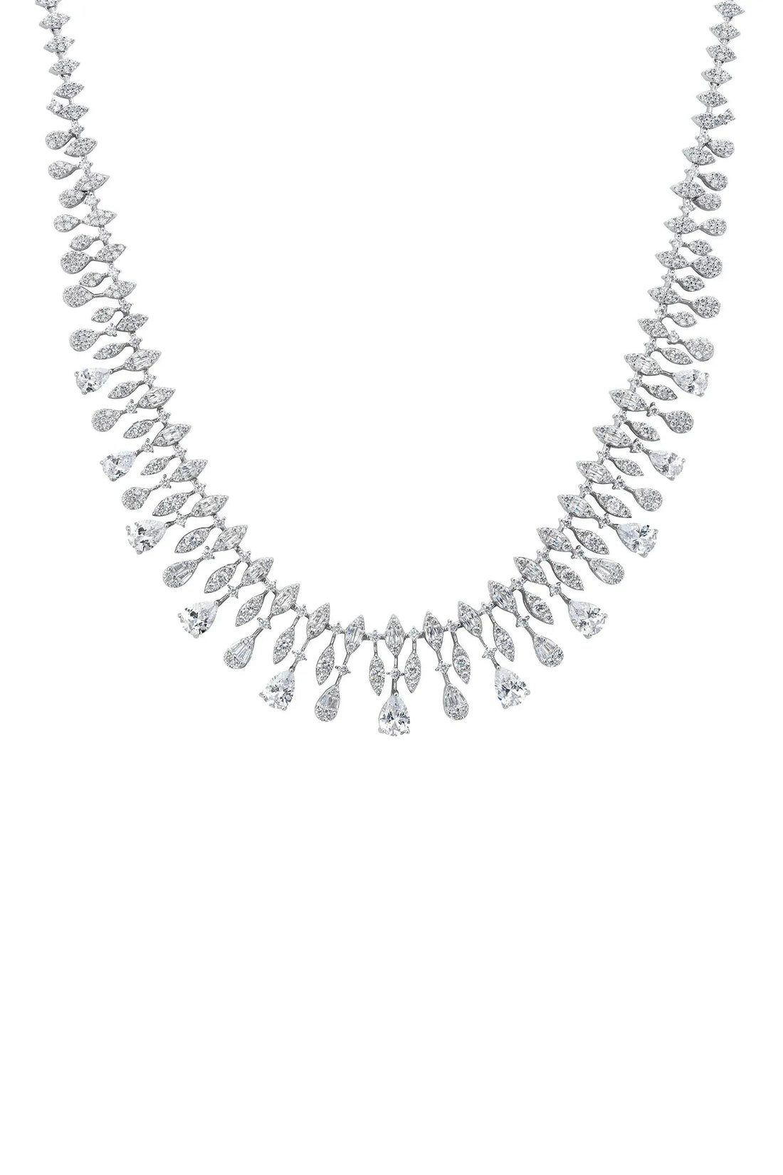 Duchess Moissanite Statement Necklace Silver-0