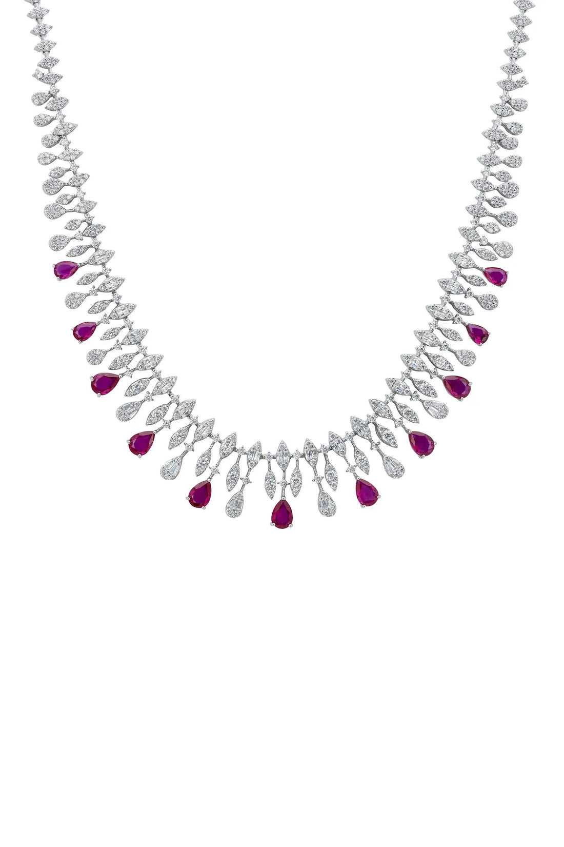 Duchess Ruby Statement Necklace Silver-0