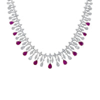 Duchess Ruby Statement Necklace Silver-0