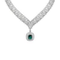 Countess Statement Emerald Necklace Silver-0