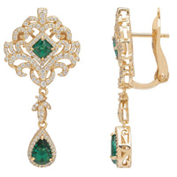 Claridge Drop Earrings Emerald Gold-2