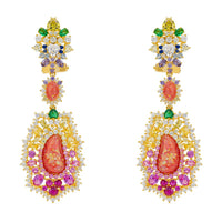 Frida Pink Opal Rainbow Drop Earrings Gold-0