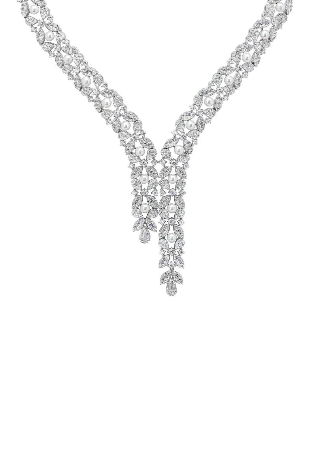 Marchioness Statement Necklace Pearl Silver-0