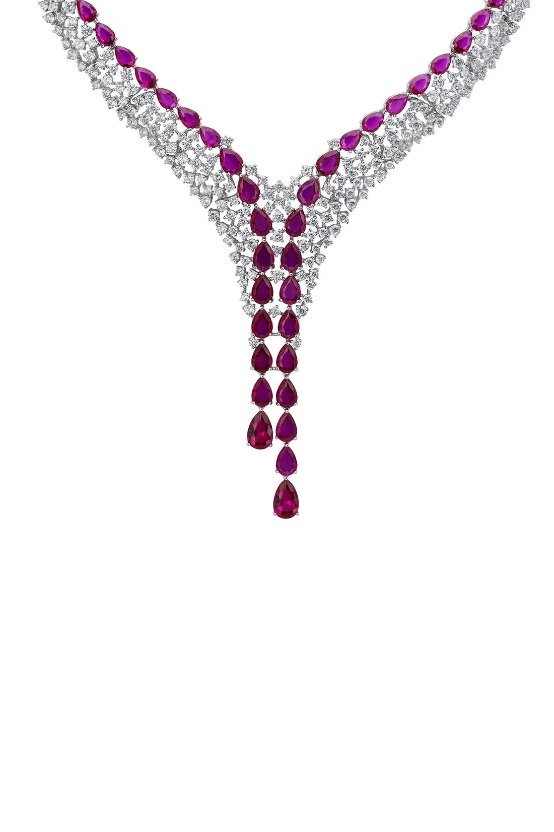Baroness Statement Necklace Ruby Silver-0