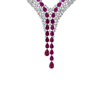 Baroness Statement Necklace Ruby Silver-0