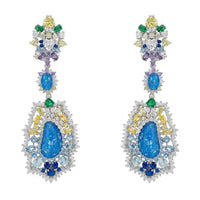 Frida Blue Opal Rainbow Drop Earrings Silver-0