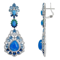 Mariana Blue Opal Drop Earrings Silver-2