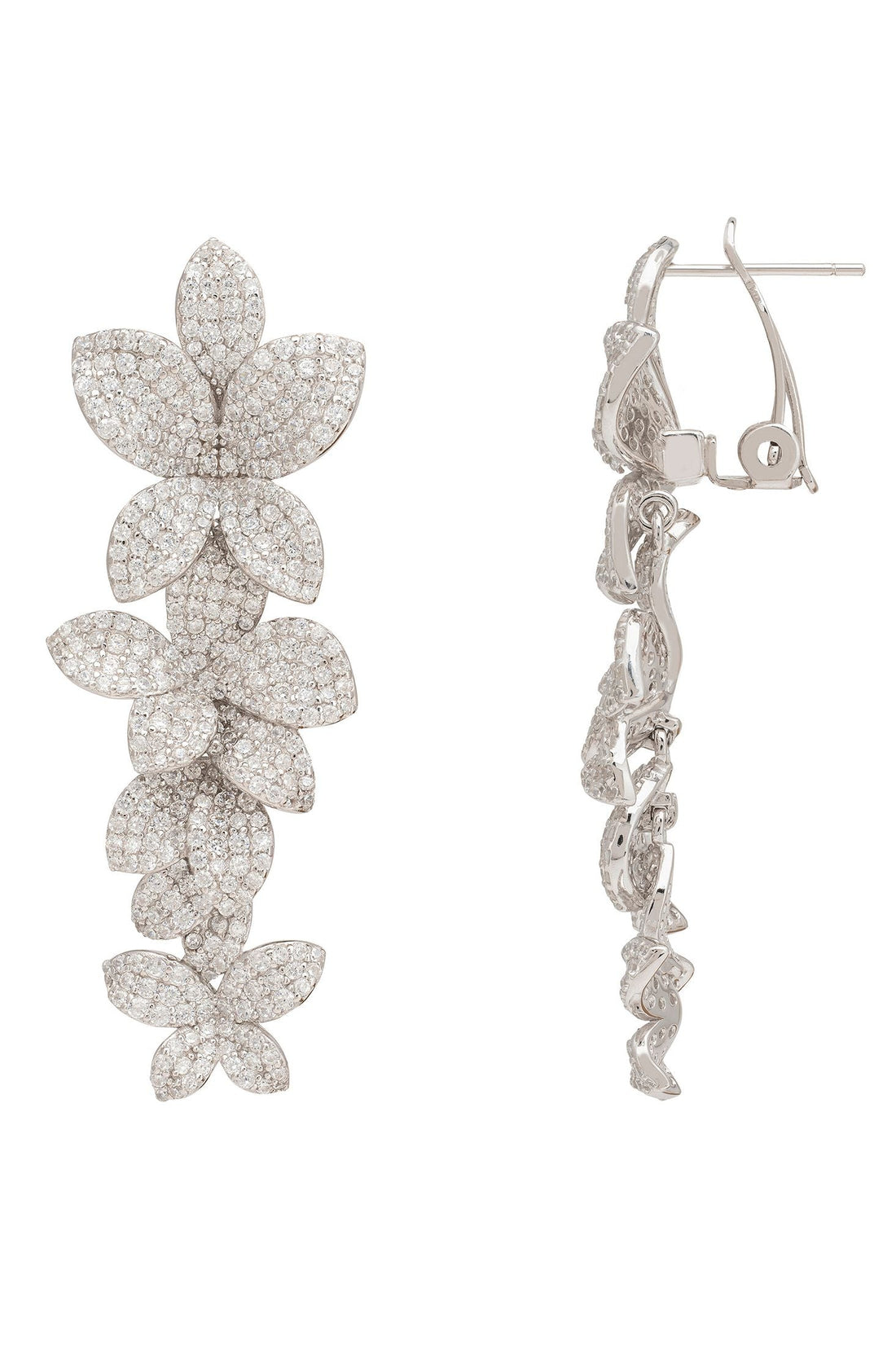 Cherry Blossom Drop Earrings White Silver-2