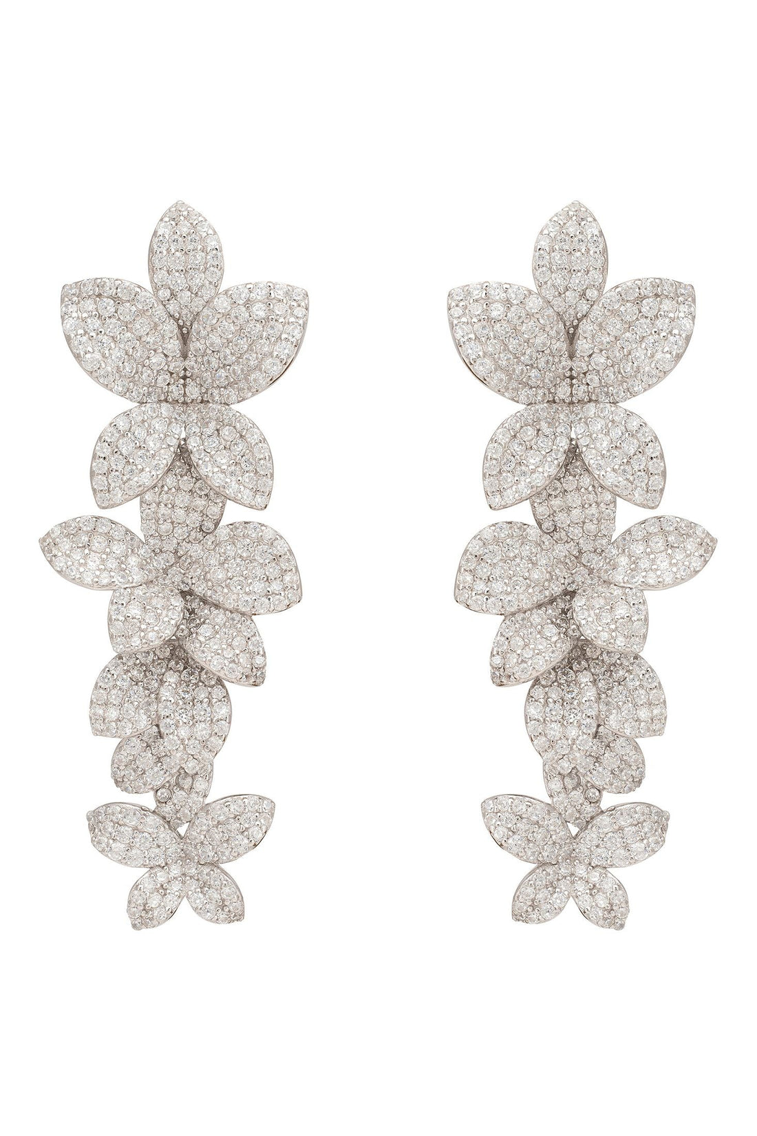 Cherry Blossom Drop Earrings White Silver-0