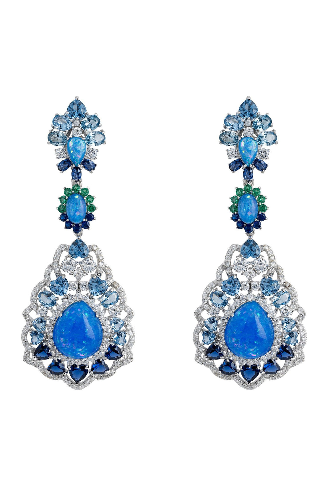 Mariana Blue Opal Drop Earrings Silver-0