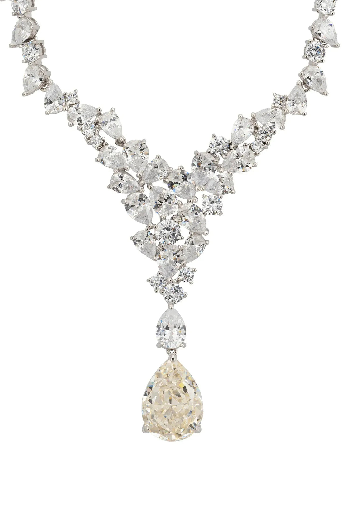 Lydia Statement Necklace Moissanite Silver-0