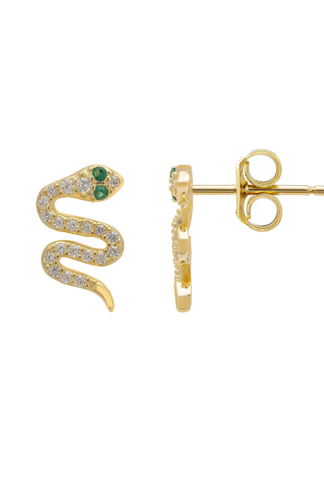 Slither Snake Stud Earrings Cz Gold-2