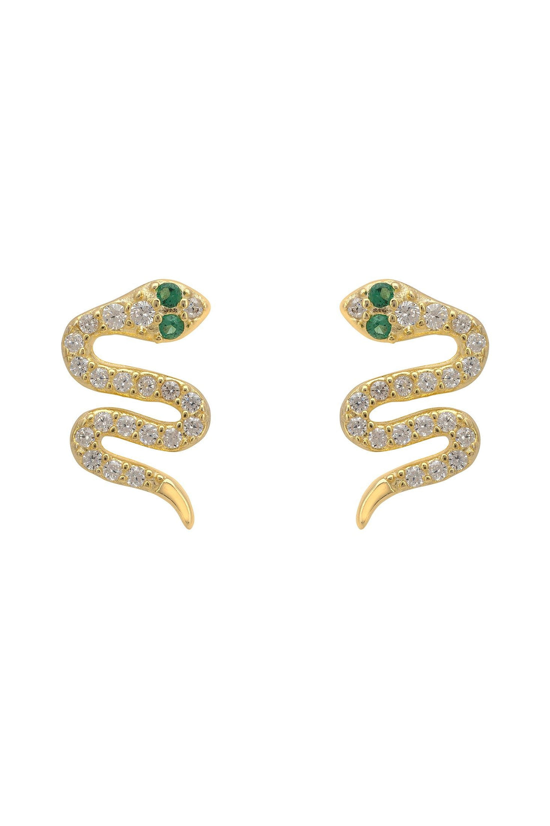 Slither Snake Stud Earrings Cz Gold-0
