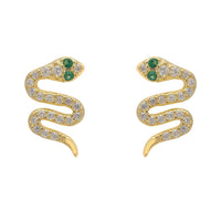 Slither Snake Stud Earrings Cz Gold-0