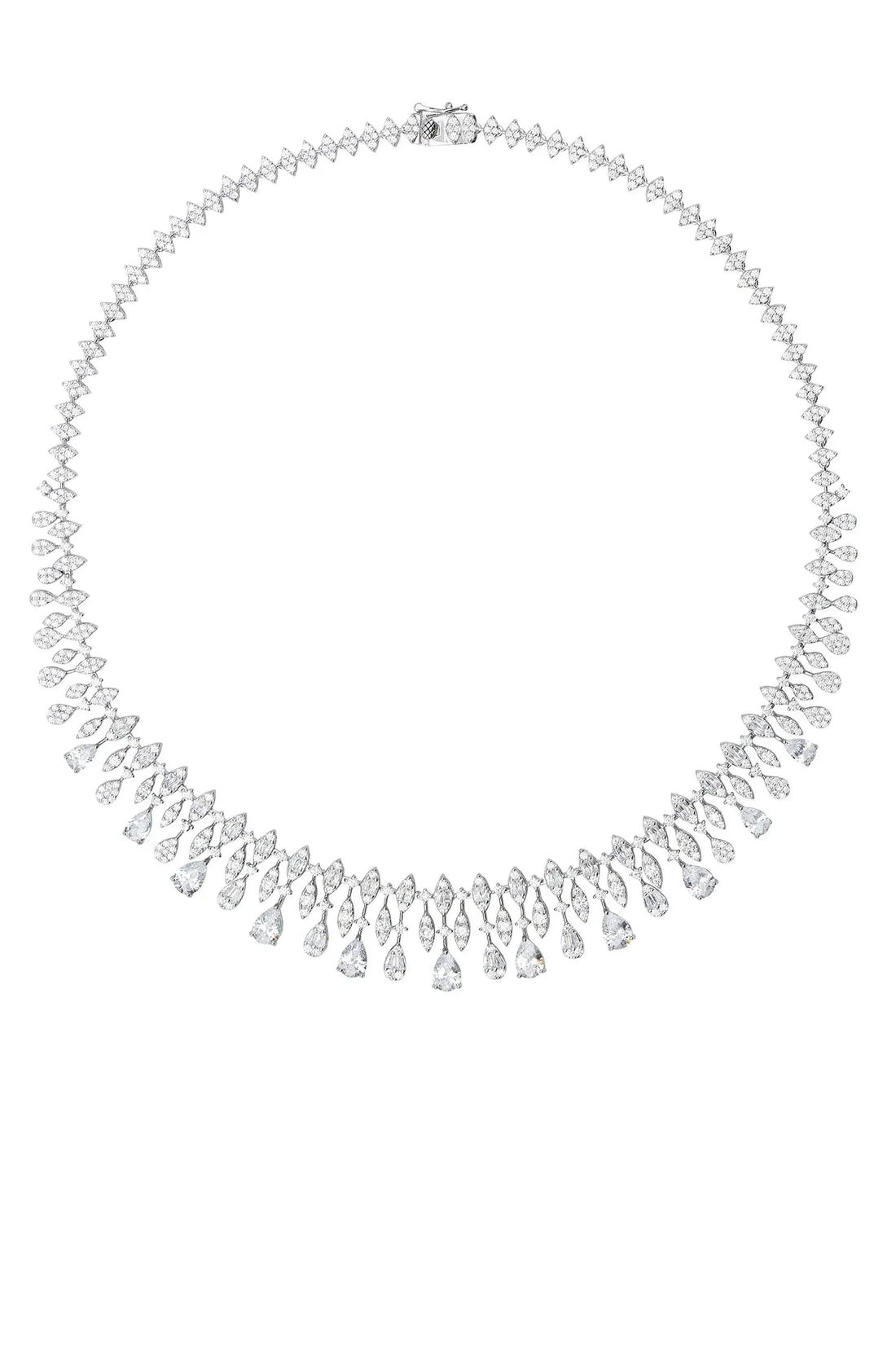 Duchess Moissanite Statement Necklace Silver-2