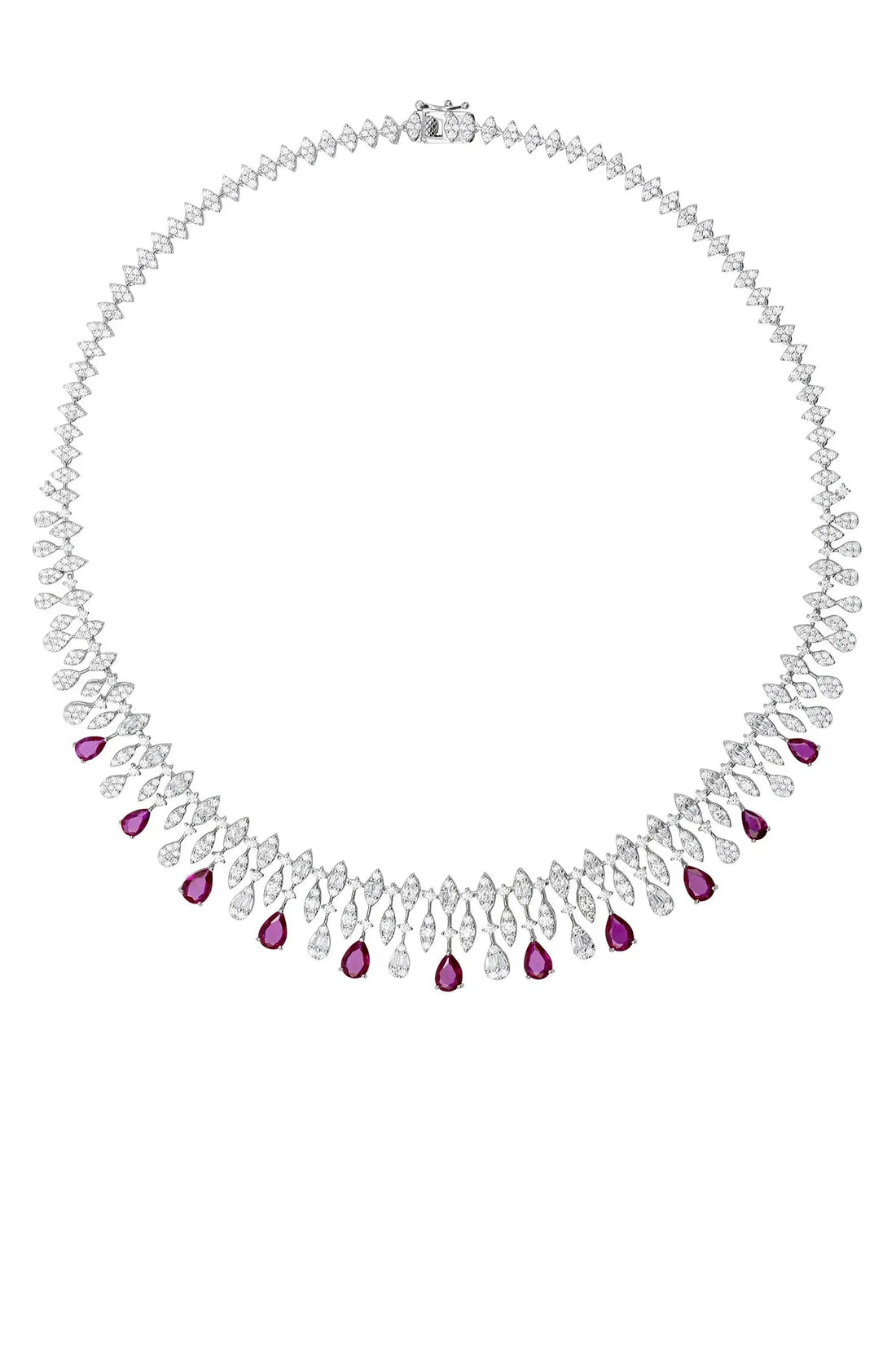 Duchess Ruby Statement Necklace Silver-2