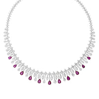 Duchess Ruby Statement Necklace Silver-2