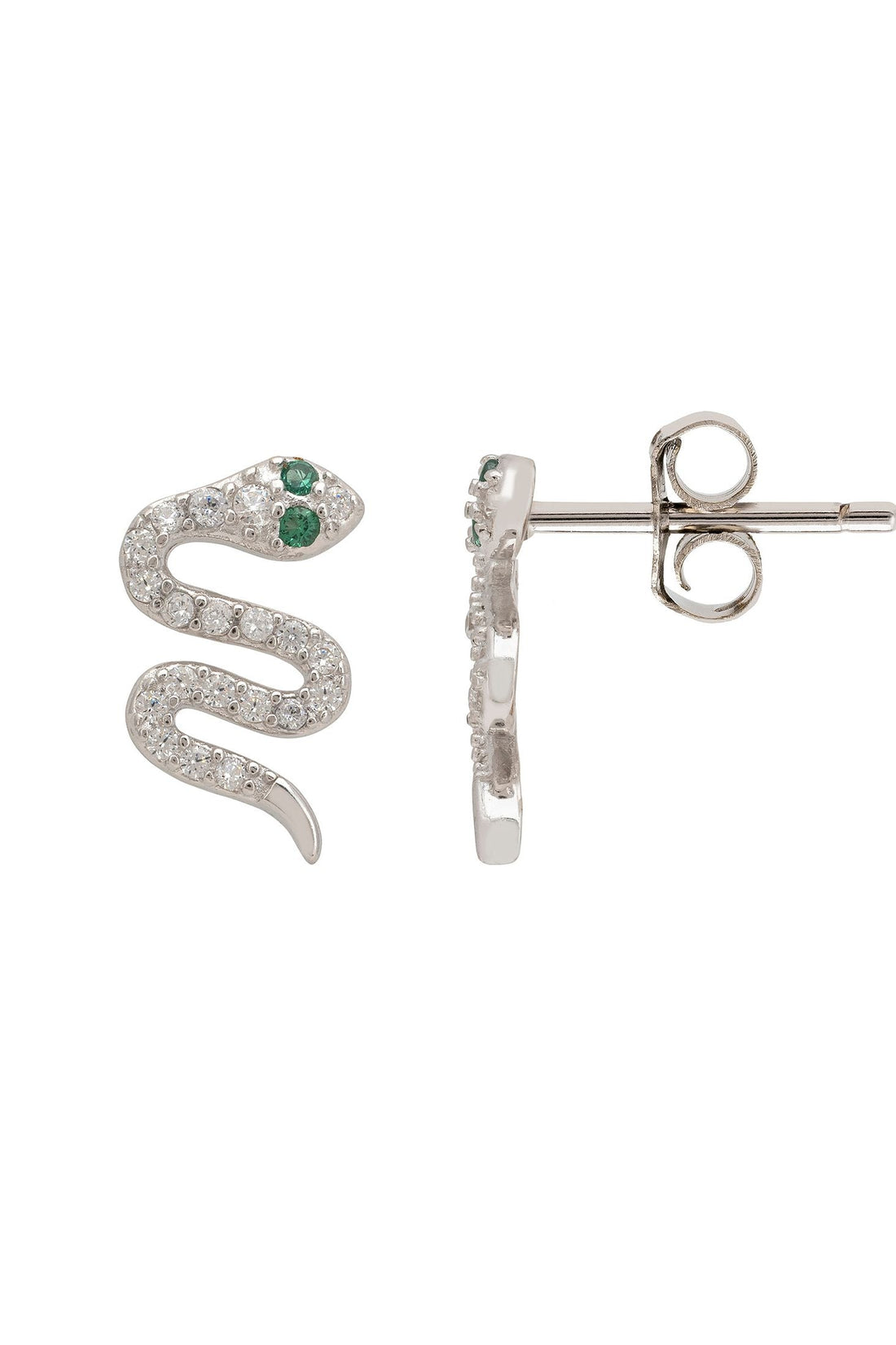 Slither Snake Stud Earrings Cz Silver-2