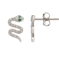 Slither Snake Stud Earrings Cz Silver-2