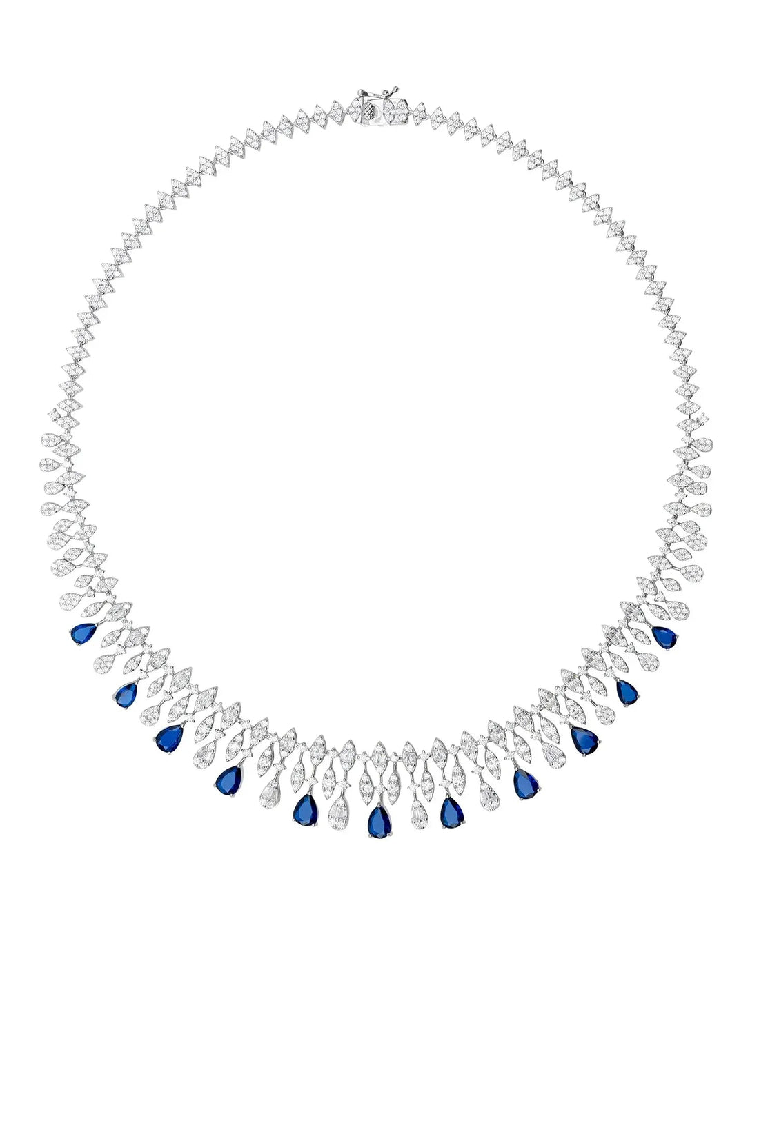 Duchess Sapphire Statement Necklace Silver-2