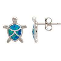 Turtle Blue Opalite Stud Earrings Silver-2