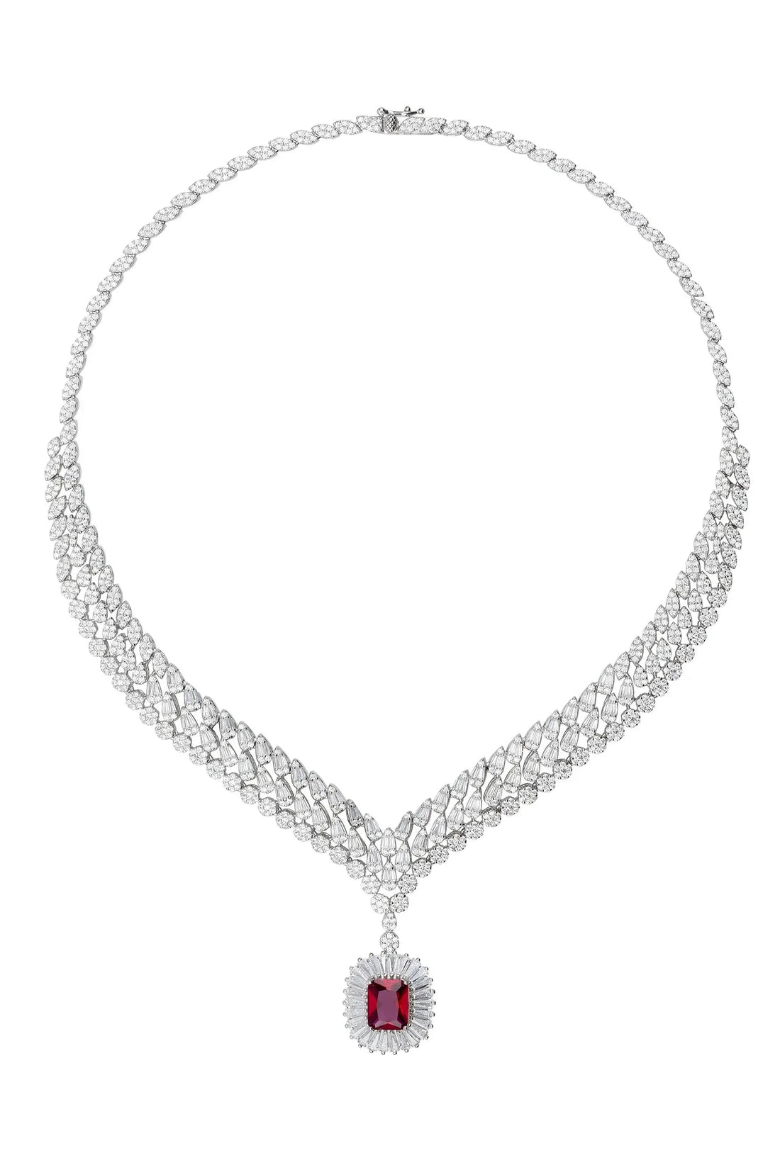 Countess Statement Ruby Necklace Silver-2