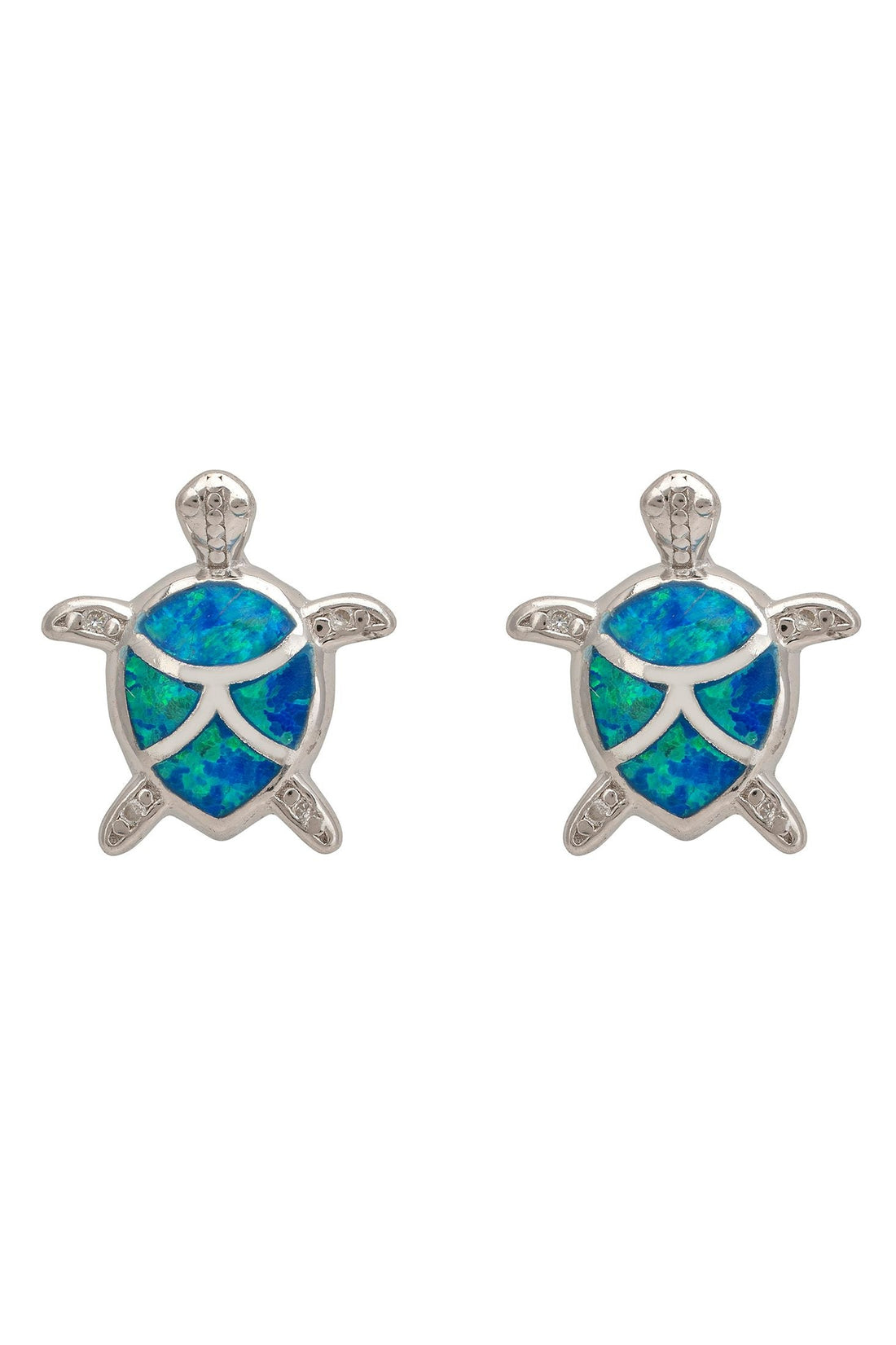 Turtle Blue Opalite Stud Earrings Silver-0