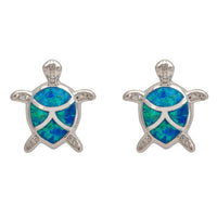 Turtle Blue Opalite Stud Earrings Silver-0