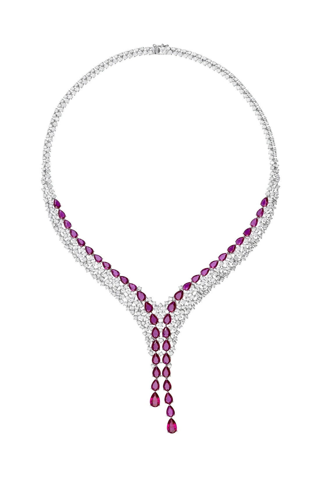 Baroness Statement Necklace Ruby Silver-2