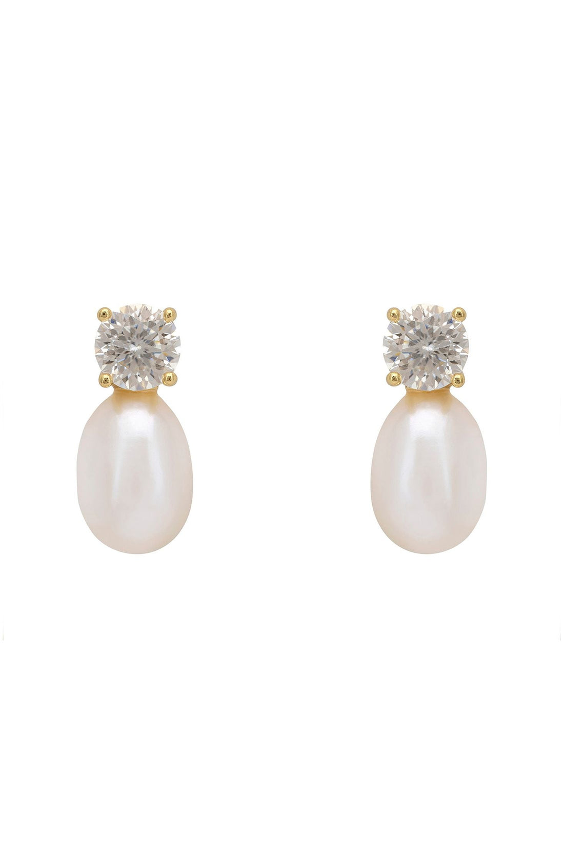 Classic Pearl Moissanite Earrings Gold-0