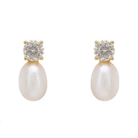 Classic Pearl Moissanite Earrings Gold-0