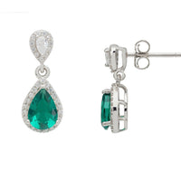 Phillippa Drop Earrings Emerald Silver-2