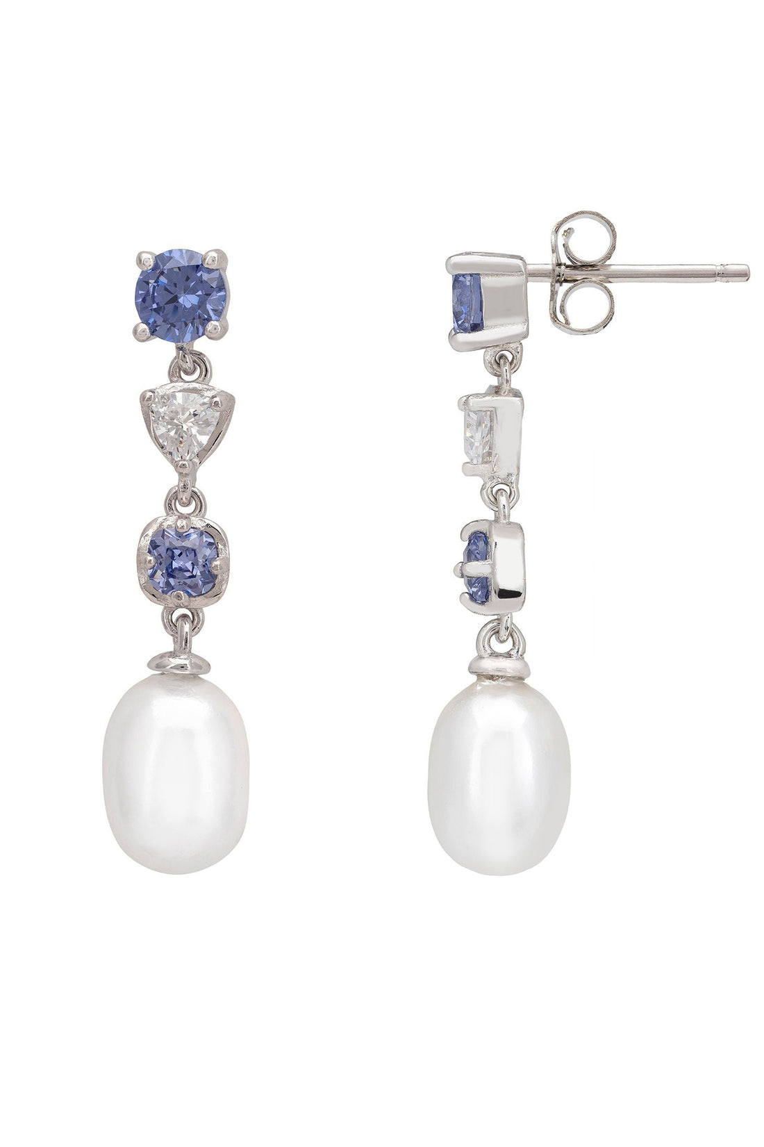 Pearl Whisper Drop Earrings Tanzanite Silver-1