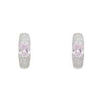 Silver hoop earrings with pink morganite stones