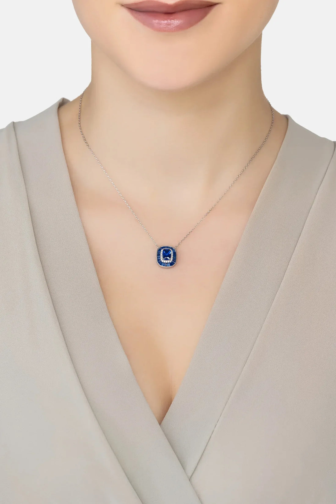 Great Gatsby Pendant Necklace Sapphire Gold-1