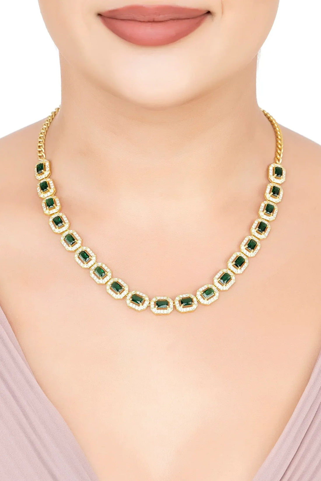 Whistledown Emerald Gemstone Necklace Gold-1