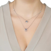 Hamsa Hand And Evil Eye Layered Necklace Silver-1