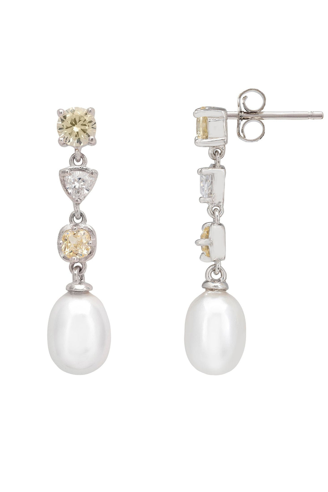 Pearl Whisper Drop Earrings Lemon Topaz Silver-2