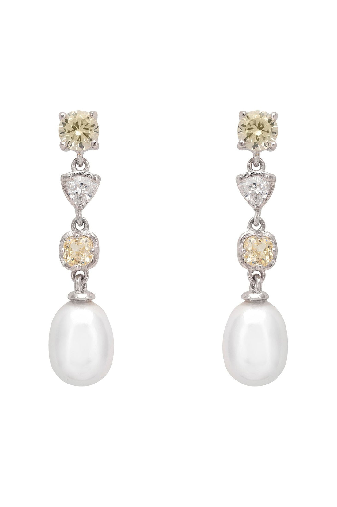 Pearl Whisper Drop Earrings Lemon Topaz Silver-0
