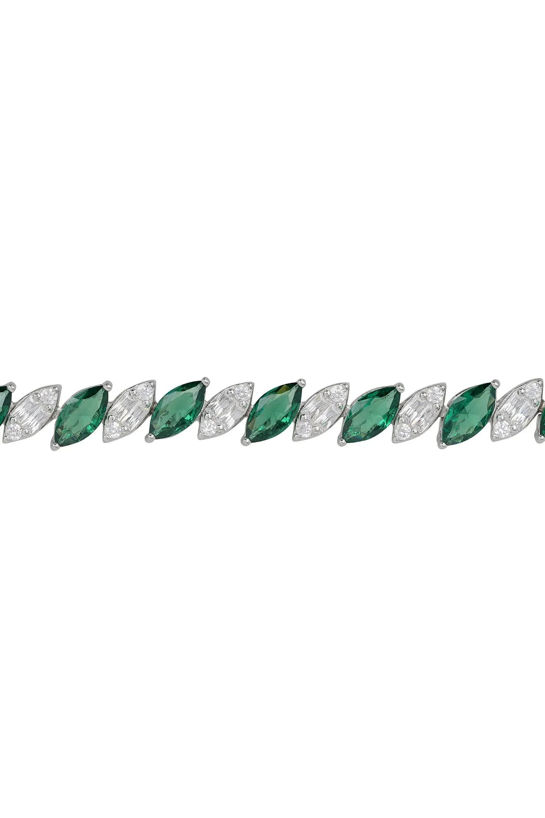 Viscountess Tennis Bracelet Emerald Silver-3