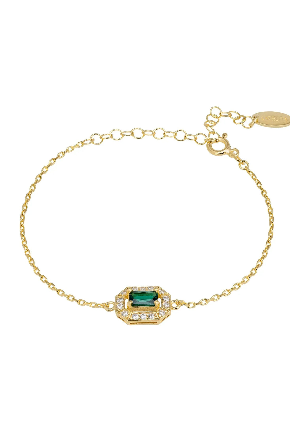 Whistledown Gemstone Bracelet Emerald Gold-0