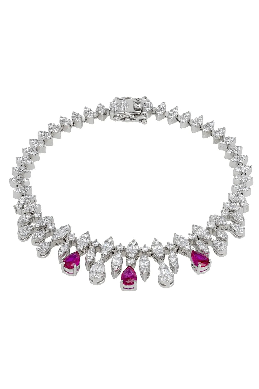 Duchess Ruby Tennis Bracelet Silver-0