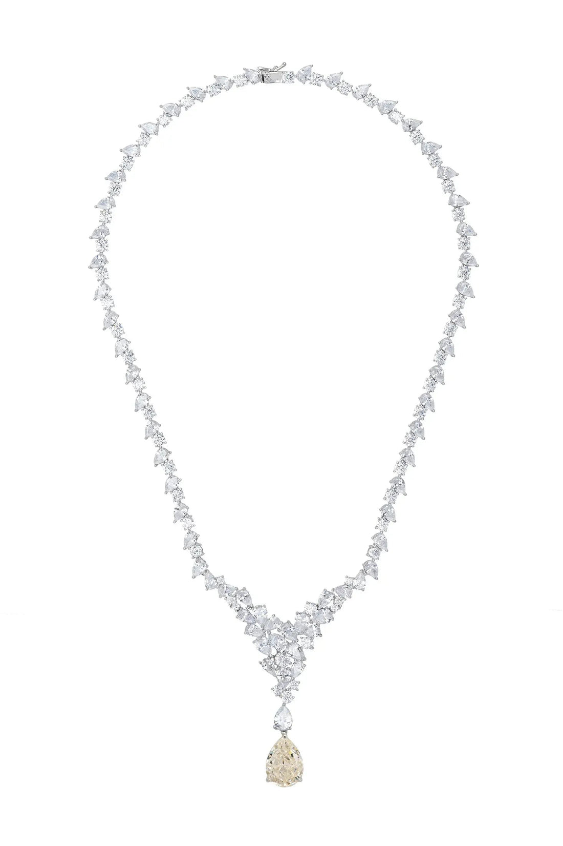 Lydia Statement Necklace Moissanite Silver-2